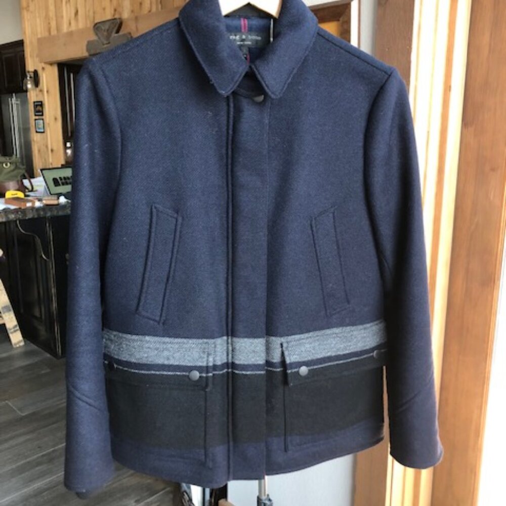 Rag & Bone Navy Womens Pea Coat (Sz S)